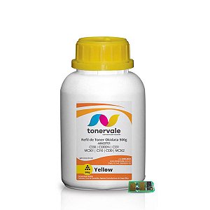 Combo Toner Refil + 11 Chip Okidata C330 C330DN C331 MC361 C310 C530 MC362 MC561 - 44469701 Yellow de 500g