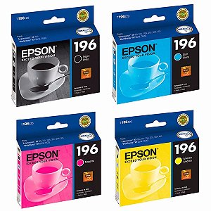 Kit 4 Cartucho Epson T196 Impressoras Epson XP214 XP401 XP411 XP101 XP201 2532 CMYK Original