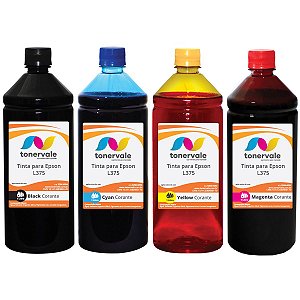 Kit 4 Garrafa de Tinta Epson L 375 664 CMYK Corante de 1 Litro