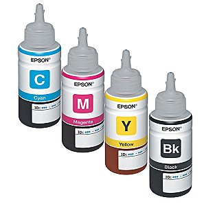 Kit 4 Recarga Epson T-664 L110 CMYK Corante Original de 70ml