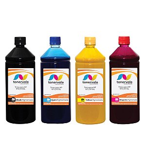 Kit 4 Recarga para Cartucho HP 970 Black e 971 Color - Impressoras HP X451DW X451 X476DW X476 Pigmentada de 1L