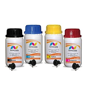 Kit 4 Refil de Toner + 4 Engrenagem Reset Brother TN225 TN221 CMYK - MFC 9330CDW HL 3140CW DCP 9020CDN