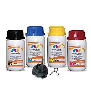 Kit 4 Refil de Toner + 4 Engrenagem Reset Brother TN310 315BK 315C 315Y 315M - MFC 9460CDN HL 4150CDN MFC 9560CDW Dose Única