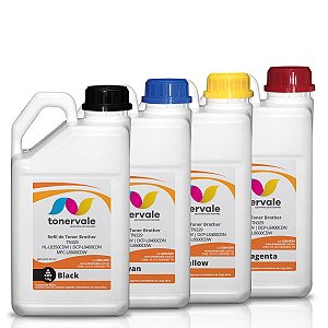 Kit 4 Refil de Toner Brother TN 329 CMYK - HL-L8350CDW L8250CDN L8450CDW de 1kg