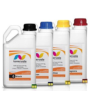 Kit 4 Refil de Toner HP 304A CC530 531 532 533 + 49 Chips CMYK - HP CP2025DN CM2320 CP2025 CM2320NF de 1kg