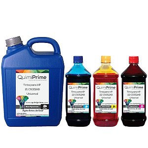 Kit 4 Tinta HP 21 C9351A e 22 C9352A para Impressoras F4180 J3680 F380 1410 D2460 de 5L Black e 1L Color QuimiPrime