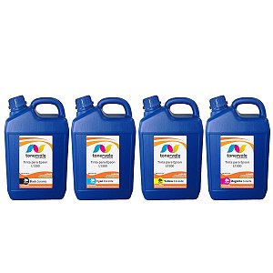 Kit 4 Tinta para Ecotank Epson T664 L 1300 CMYK Corante de 5 Litros