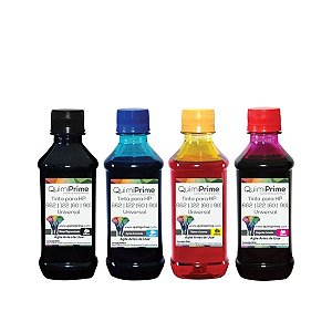 Kit 4 Tinta para Recarga HP 662 122 60 901 Impressora 3050 2050 2546 de 250ml QuimiPrime