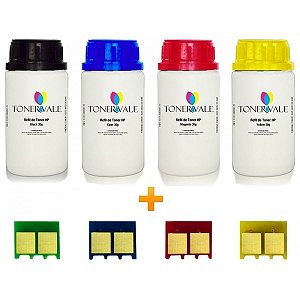 Kit 4 Toner Refil + 4 Chip Toner HP 126A CE310A 311 312 313 CMYK - HP CP1025 M175 CP1025NW M175NW M175A Dose Única