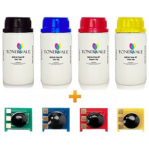 Kit 4 Toner Refil + 4 Chip Toner HP 507A CE400A 401 402 403 CMYK - HP M551 M551DN M570 M575 M500 Dose Única