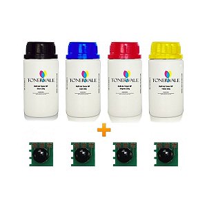 Kit 4 Toner Refil + 4 Chip Toner HP 650A CE270A 271 272 273 CMYK - HP M750DN CP5525 CP5525DN CP5525N Dose Única