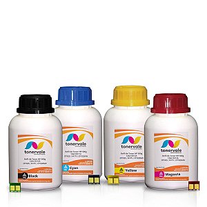 Kit 4 Toner Refil HP 126A CE310 CE311 CE312 CE313 + 62 Chip - HP CP1025 M175 CP1025NW M175A M175NW de 500g