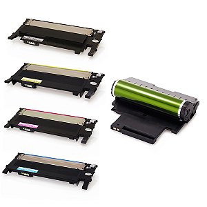 Kit 4 Toners + Unidade de Imagem Samsung CLT-406S CMYK - CLP-365W CLX-3305FW CLX-3305 CLP-365