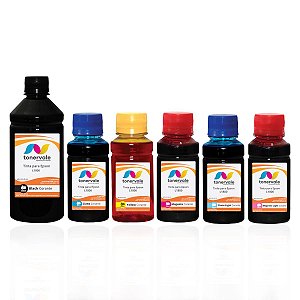 Kit 6 Garrafa de Tinta para Epson L 1800 de 500ml Black e 100ml Color