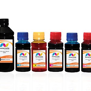 Kit 6 Garrafa de Tinta para Epson L 805 de 500ml Black e 100ml Color
