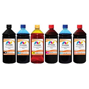 Kit 6 Refil para Bulk Ink Epson T 673 - L-800 L-805 L-810 L-1800 Corante CMYK de 1 Litro