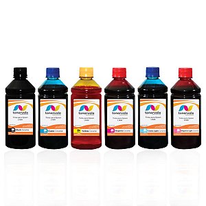 Kit 6 Tinta para Ecotank Epson T 673 L1800 CMYK Corante de 500ml