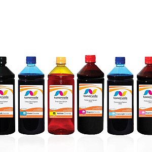 Kit 6 Tinta para Impressora Epson Ecotank T673 L1800 CMYK Corante de 1 Litro