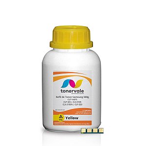 Kit Refil de Toner + 10 Chips Samsung CLT-Y407S Yellow - CLP-325 CLX-3185N CLP-325W CLX-3185FW CLX-3185 CLP-320 de 500g