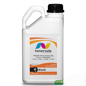 Kit Refil de Toner + 12 Chips Xerox Phaser 3140 3155 3160 3160N - 108R00909 de 1kg