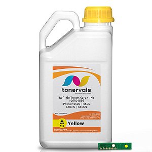 Kit Refil de Toner + 25 Chips Xerox Phaser 6500 6500N 6505 6505N - Amarelo 106R01596 de 1kg