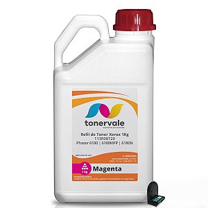 Kit Refil de Toner + 8 Chips Xerox Phaser 6180 6180MFP 6180N - Magenta 113R00720 de 1kg