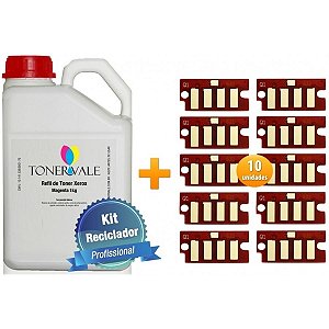 Kit Toner Refil + 10 Chip Toner Xerox Phaser 6000 WC 6015 6010 - 106R01632 Magenta de 1Kg