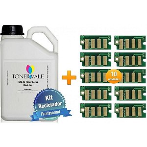 Kit Toner Refil + 10 Chip Toner Xerox Phaser 6000 WC 6015 6010 - 106R01634 Black de 1Kg