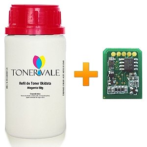 Kit Toner Refil + Chip Okidata C6100, C6000, C6050 - 43324418 Magenta Dose Única