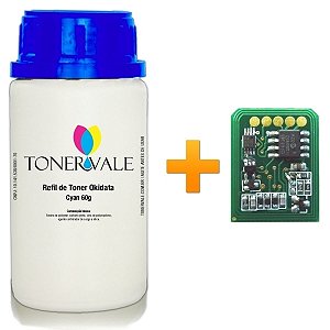 Kit Toner Refil + Chip Okidata C6100, C6000, C6050 - 43324419 Ciano Dose Única