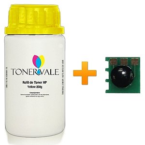 Kit Toner Refil + Chip Toner 650A CE272A Yellow - HP M750DN CP5525 CP5525DN CP5525N de 250g