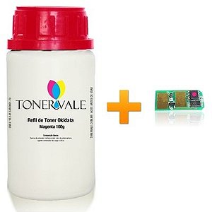 Kit Toner Refil + Chip Toner Okidata C331DN C331 - 44469801 Magenta Dose Única