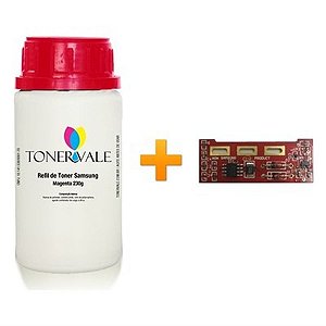 Kit Toner Refil + Chip Toner Samsung CLP-510D5M Magenta - CLP-510 CLP-510N CLP-515 Dose Única