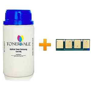 Kit Toner Refil + Chip Toner Samsung CLT-C409S Ciano - CLP-315 CLX-3175N CLX-3170 CLX-3170FN, CLX-3175 Dose Única