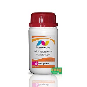 Kit Toner Refil + Chip Toner Samsung CLT-M504S Magenta - CLX-4195FW CLP-415 CLX-4195 CLP-415NW Dose Única