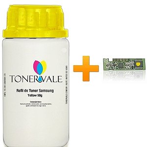 Kit Toner Refil + Chip Toner Samsung CLT-Y406S Yellow - CLP-365W CLX-3305FW CLX-3305, CLP-365 Dose Única