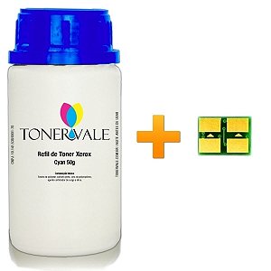 Kit Toner Refil + Chip Toner Xerox Phaser 6110 6110MFP 6110N - 106R01271 Ciano Dose Única