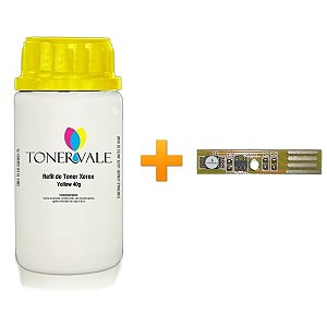 Kit Toner Refil + Chip Toner Xerox Phaser 6500 6505 6500N 6505N - 106R01596 Yellow Dose Única