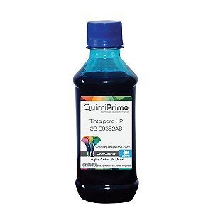 Tinta para Recarga HP 22 C9352A Impressora F4180 J3680 F380 1410 Corante Ciano de 250ml - Quimiprime