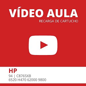 Vídeo Aula - Recarga de Tinta HP 94 C8765XB 6520 H470 62000 9800 black/preto