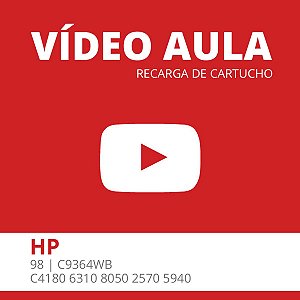 Vídeo Aula - Recarga de Tinta HP 98 C9364WB C4180 6310 8050 2570 5940 Black / Preto