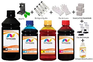 Kit 4 Tinta HP D4200 74 e 75 de 500ml Black e 250ml Color Linha Platinum