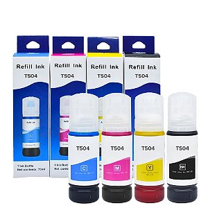 Kit 4 refil Epson T504120 - L4150/L4160/L6171/L6191 Preto 127ML color 70ml