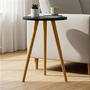 Mesa De Canto Redonda 35cm - Preto