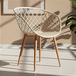 Cadeira Clarice Base em Metal - Cor Nude