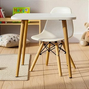 Mesa Escrivaninha Infantil 60cm + Cadeira Eiffel Branco