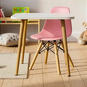 Mesa Escrivaninha Infantil 60cm + Cadeira Eiffel Rosa