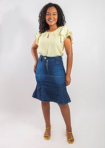 Saia Jeans com recortes na barra REF 195