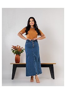 Saia Maxi Midi com recortes laterais e fenda frontal Ref 252