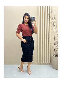 Saia Jeans Preto REF 00198